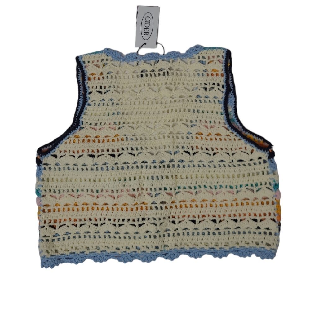 New Cider Festival Crochet Knit Cropped Button Up Sweater Vest S/M — image 2 of 6